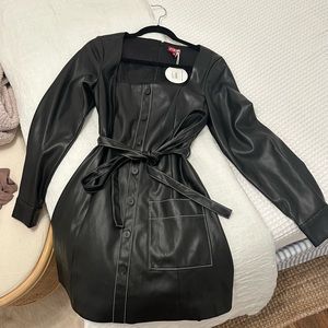 NWT STAUD OZ DRESS BLACK FAUX LEATHER DRESS SIZE M